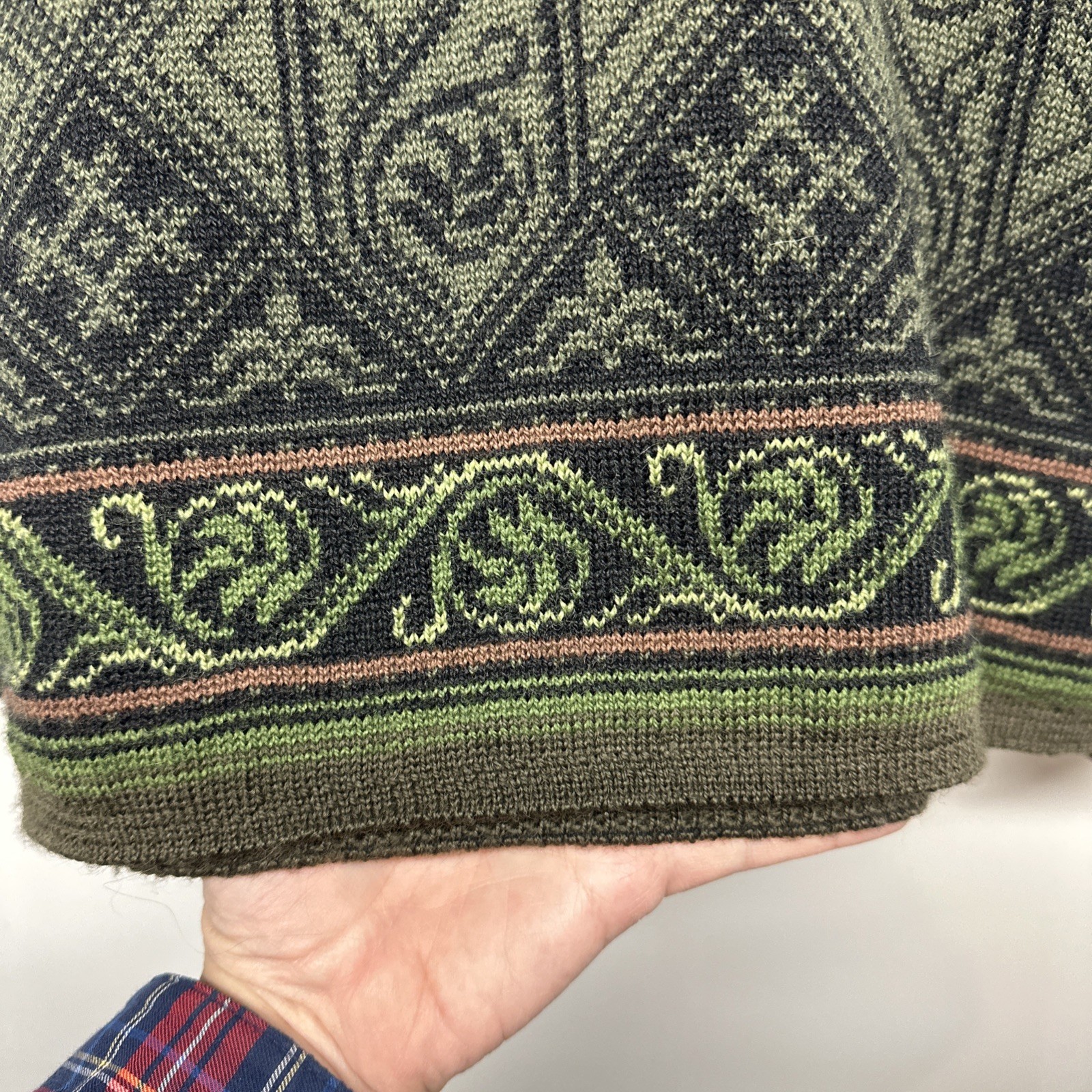 Women’s Dale Of Norway 100% Wool Pullover Sweater Ladies Large L Olive/Black
