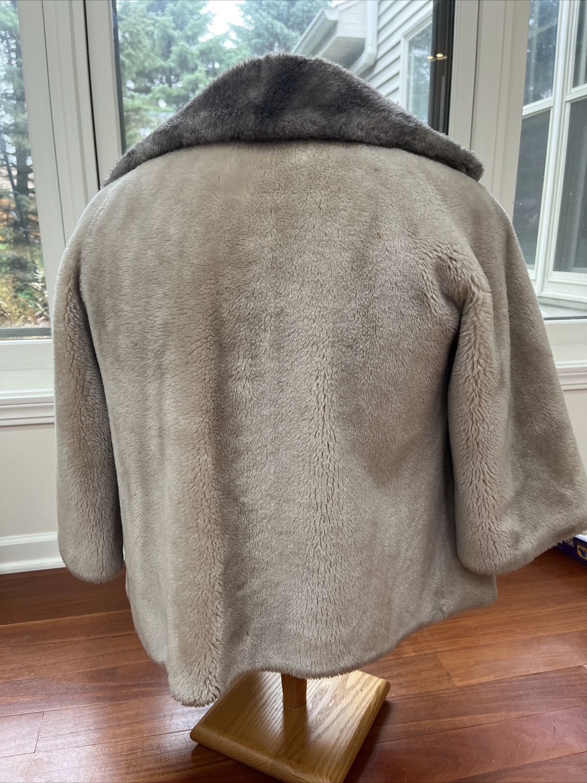1970s Vintage Faux Fur Coat Borgana Deluxe Fake Mink Stole Tan Gray Colored