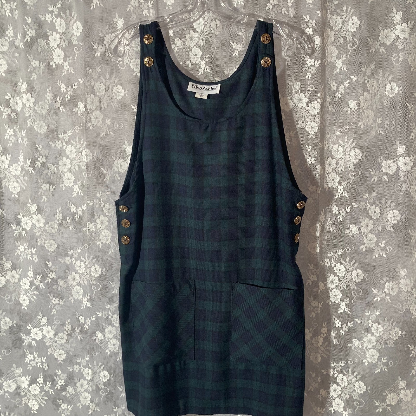 Vintage Plaid Jumper Size Medium 90s Blue Green Preppy Ivy League Academia 1990s