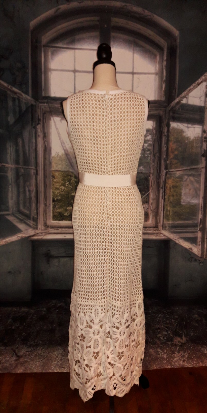 Vintage 70’s Pat Sandler for Pat’s Place Full Crochet Lace Maxi Dress Size 12
