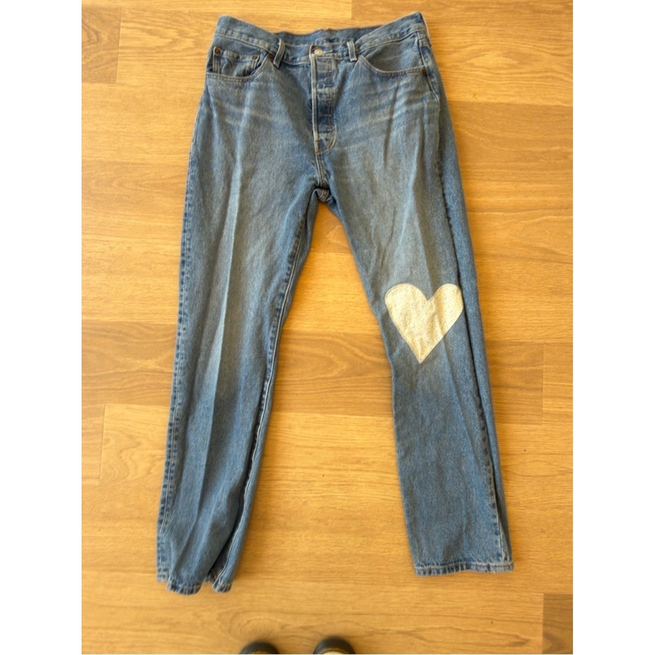 Special Anniversary Edition Levi’s Blue Straight Leg Jeans with Heart Patch