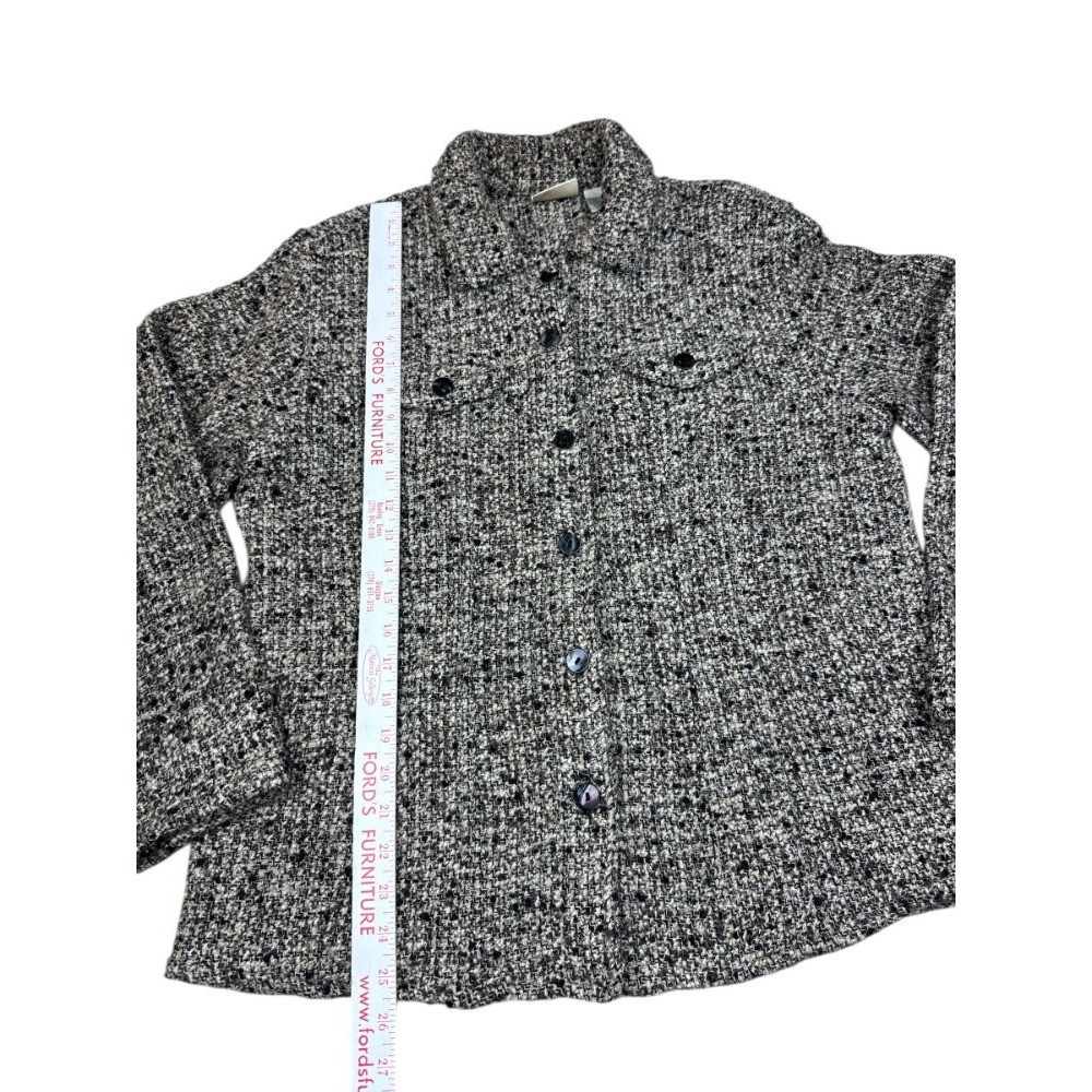 Vintage Chicos Design Tweed Jacket Women’s 3 L XL Black Brown Wool Blend 90s