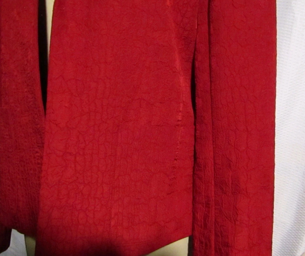 Koret Open Jacket Blazer Women’s Size 10 Red Textured Lined Pockets