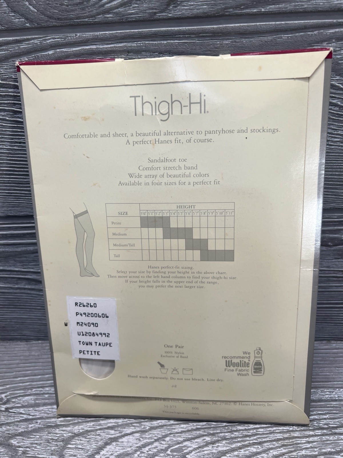 Vintage Hanes Thigh-Hi 606 Sandalfoot Nylon Stockings Petite Town Taupe