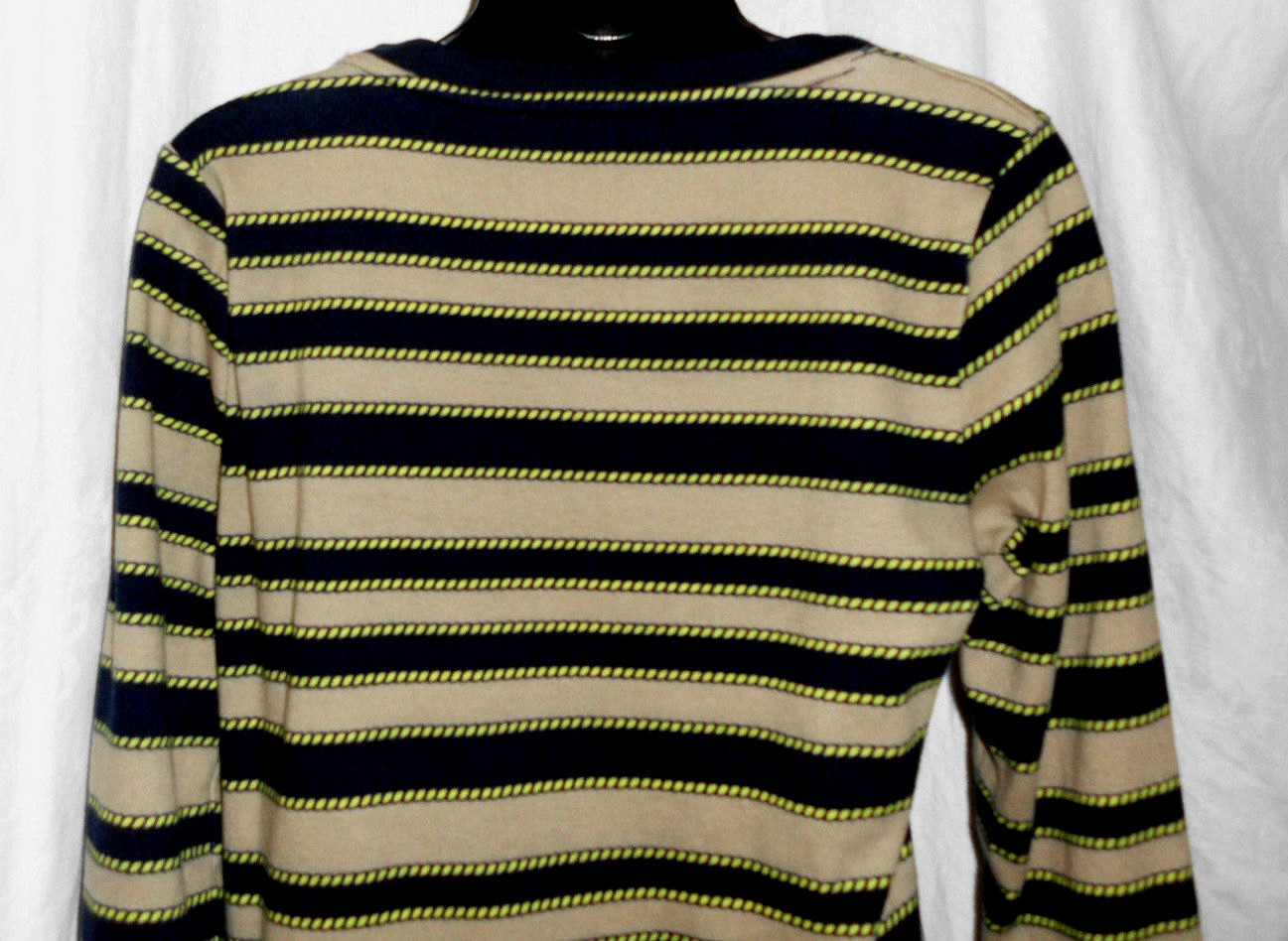 Vintage Jones New York Knit Top Size L MultiColor Stripe 100% Cotton 3/4 Sleeves