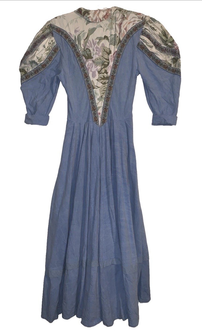 VTG Karen Alexander 80s Denim Puff Sleeve Dress Size 4 USA Made Festival Western