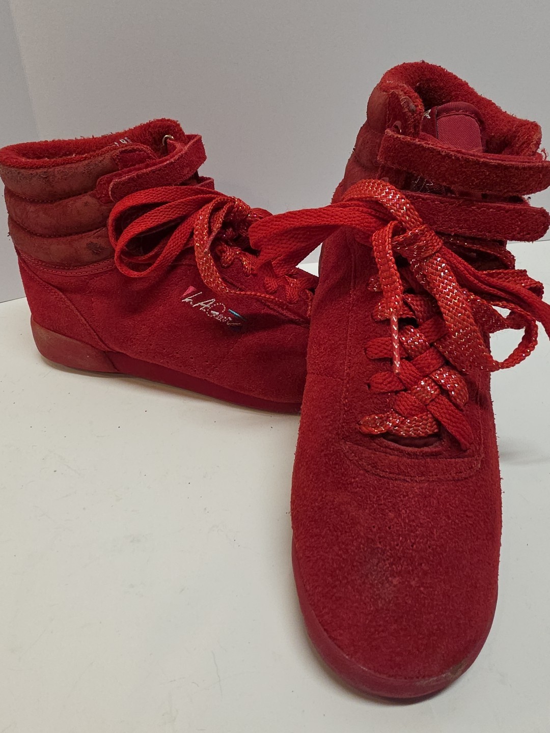 L.A.Gear Red Velvet Vintage High Tops