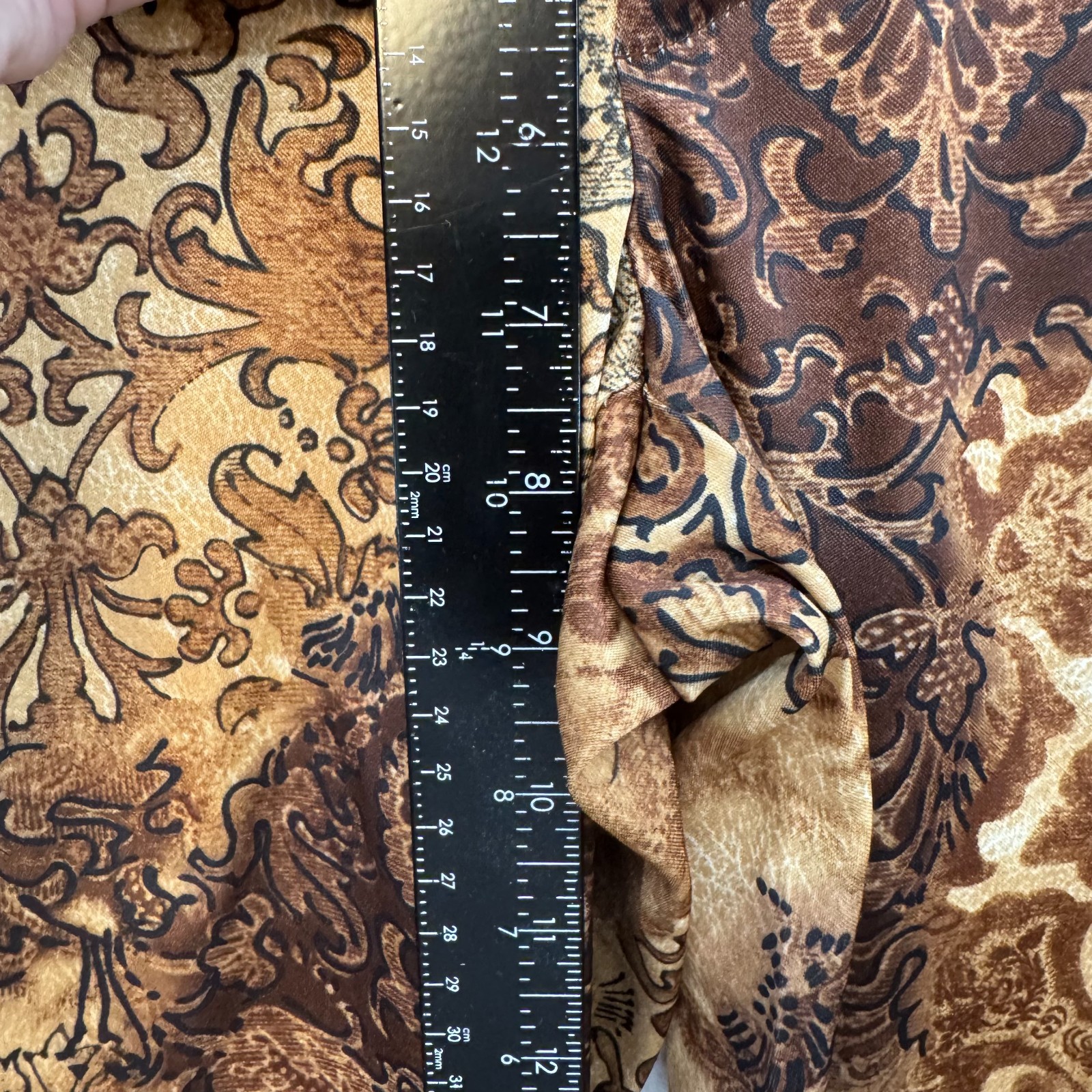 90s Y2K Vintage Bootcut Flare Pants 4 26 Brown Pattern 70s Boho Hippie Festival