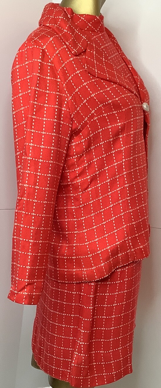 Vintage 50’ 60’ Dress And Lined Jacket Set Suit Checkered
