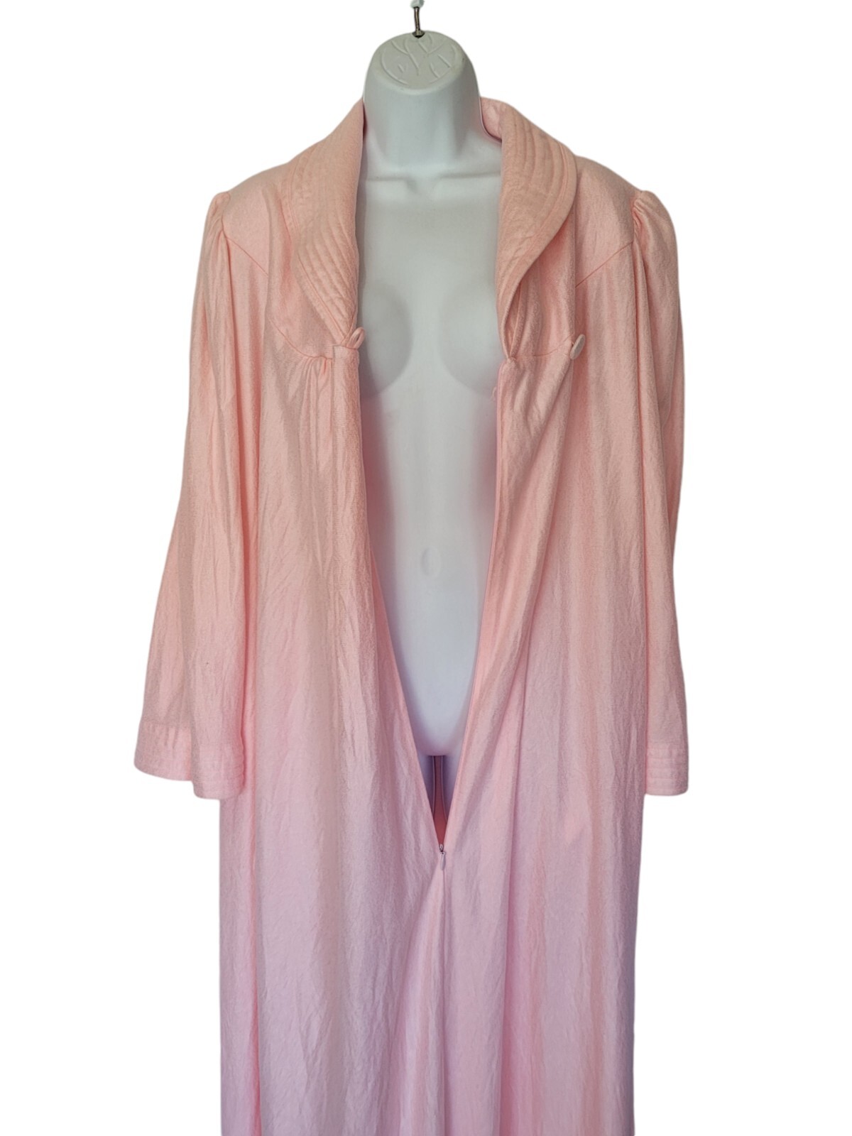 Vandemere House Robe Womens Sz Large Vintage 70s Pink Half Zip Long Sleeve