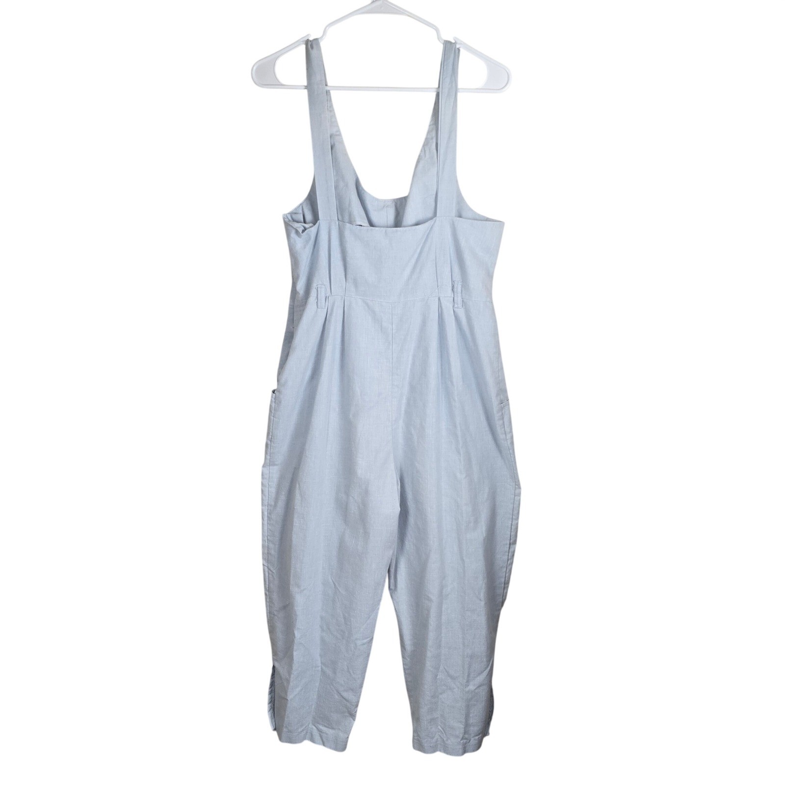 Vintage Joni Blair of California Linen Jumpsuit Overalls Light Blue Flaws