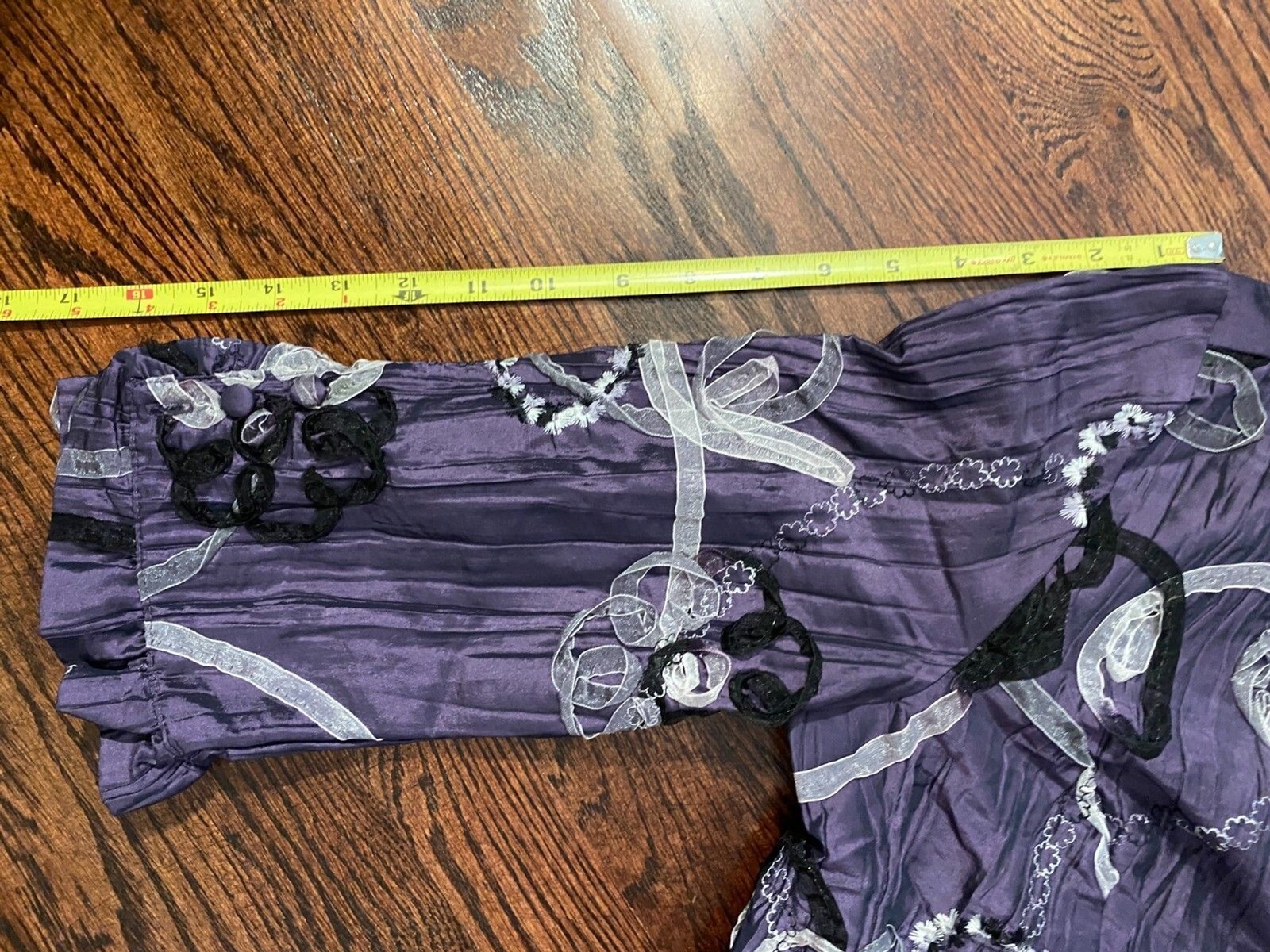 Dress Barn PURPLE CRINKLED FRONT COLLARED JACKET RIBBON ACCENT BLAZER SZ L