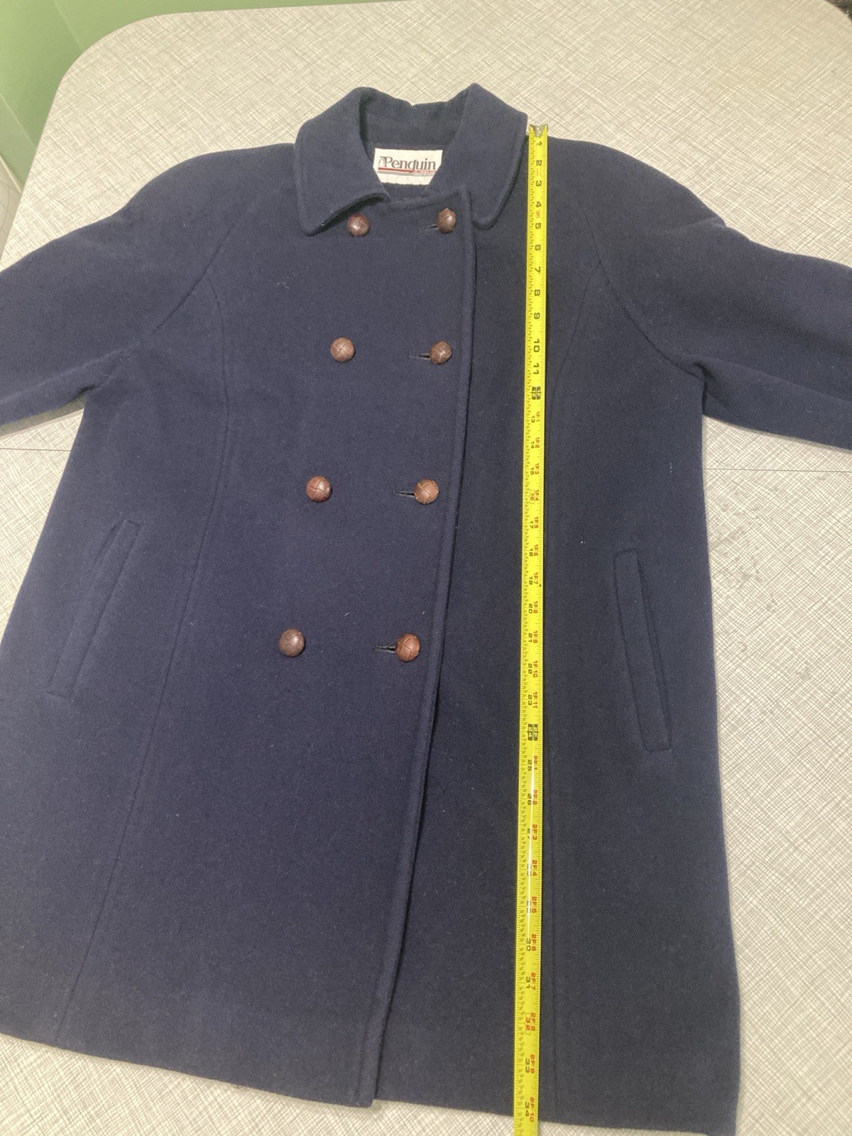 Vintage 70s 80s Original Penguin Munsingwear Peacoat Navy 100% Wool USA Sz 14