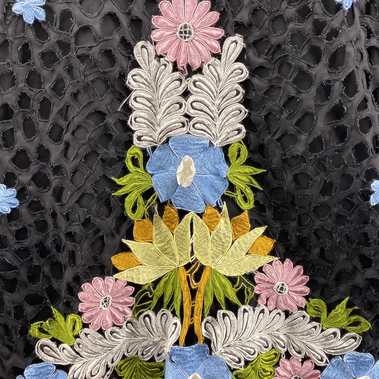QUEEN CARO OF HONOLULU Vintage Cutwork Heavily Embroidered Applique Jacket Small
