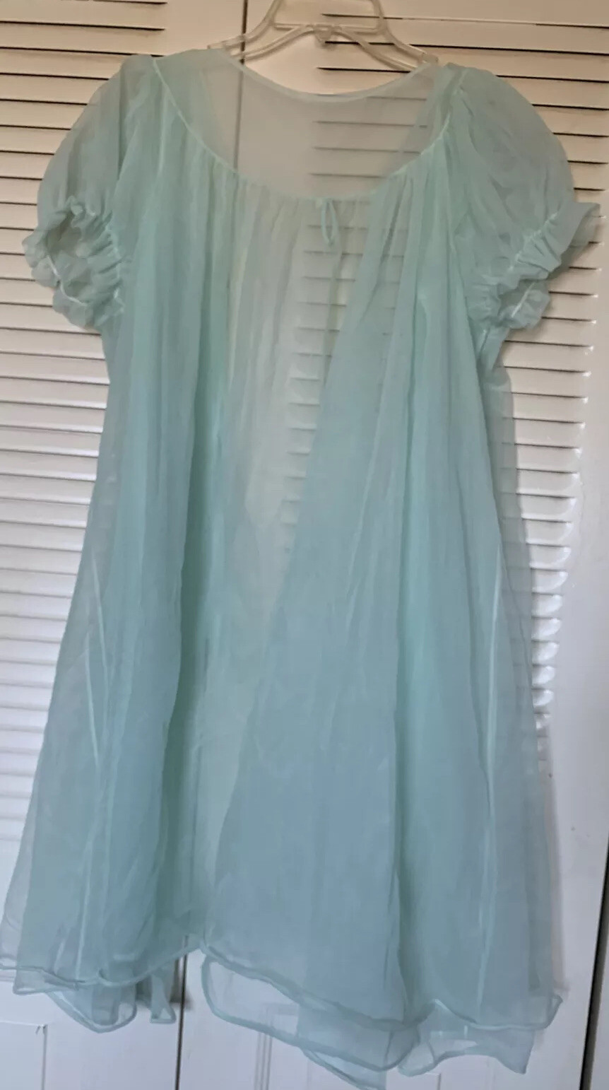 Vtg Radcliffe 2 Piece Nightgown Peignoir Set Large Wedding Green Nylon/Lace