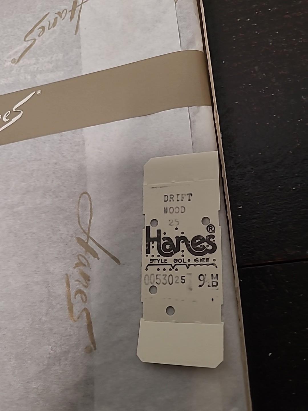 Vintage 3 Pair Flat Knit Garter Stockings Hanes 530 M Driftwood 9.5 9 1/2 M NOS