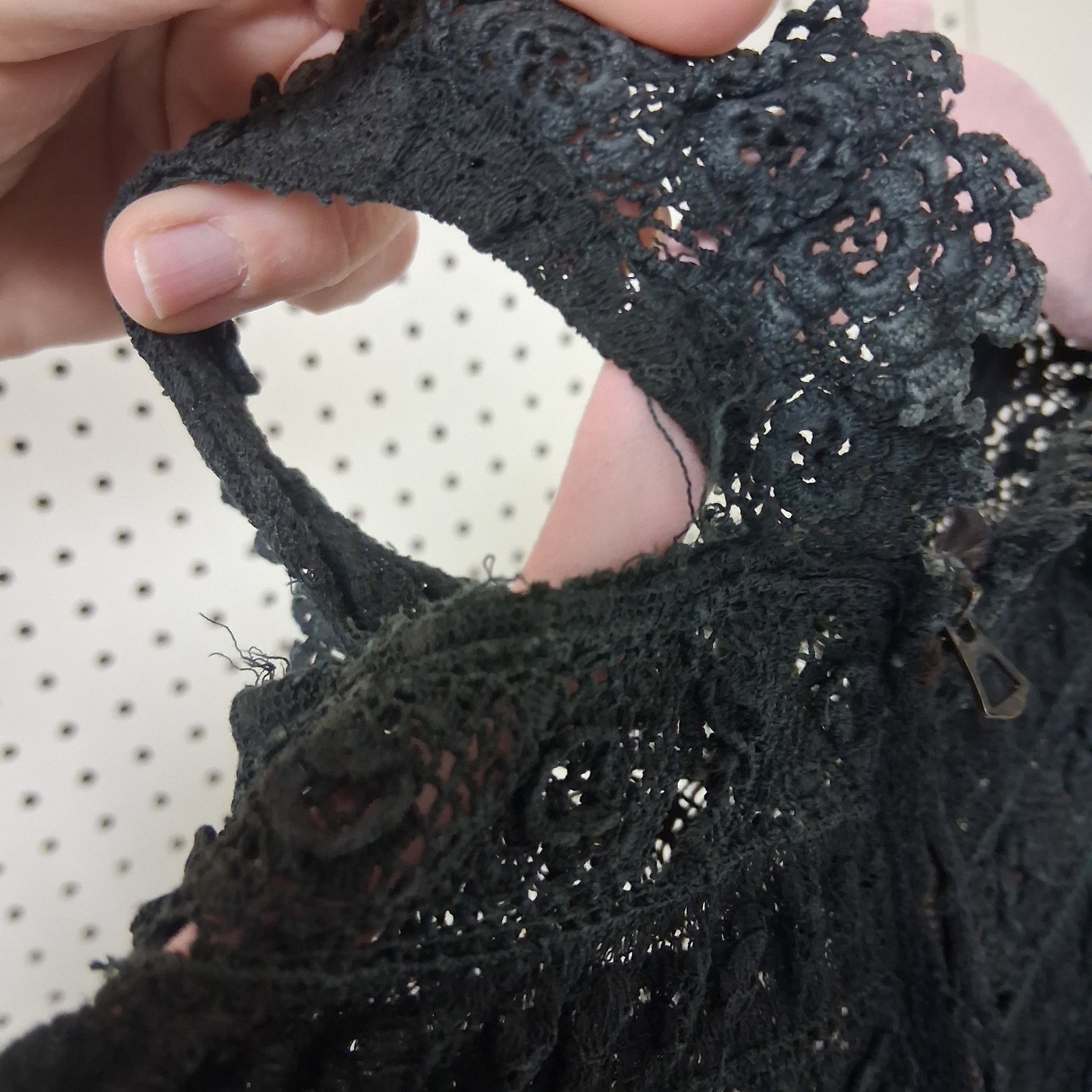 Antique 1930 Black Velvet Lace Dress Gothic Mourning Edwardian Revival Talon Zip