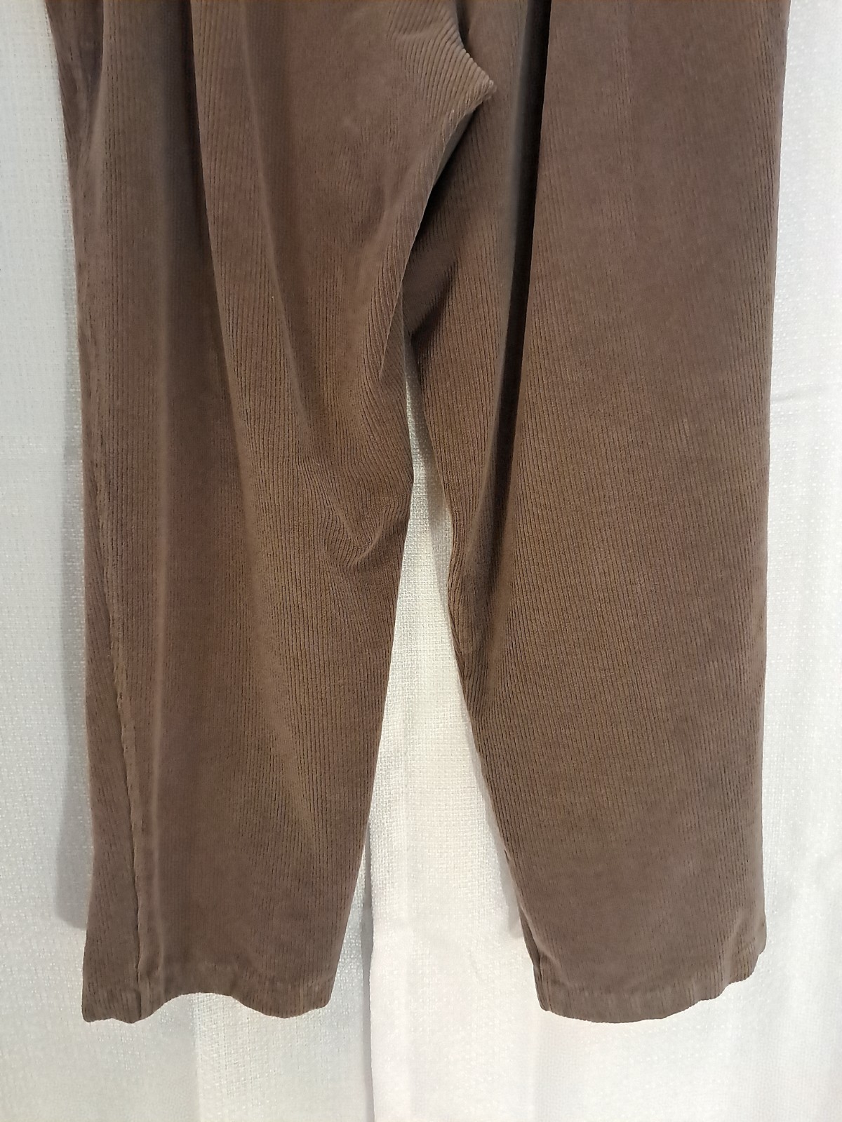 Vtg Lands End Brown Relaxed Fit Elastic Waist Pull On Corduroy Pants L (14-16)