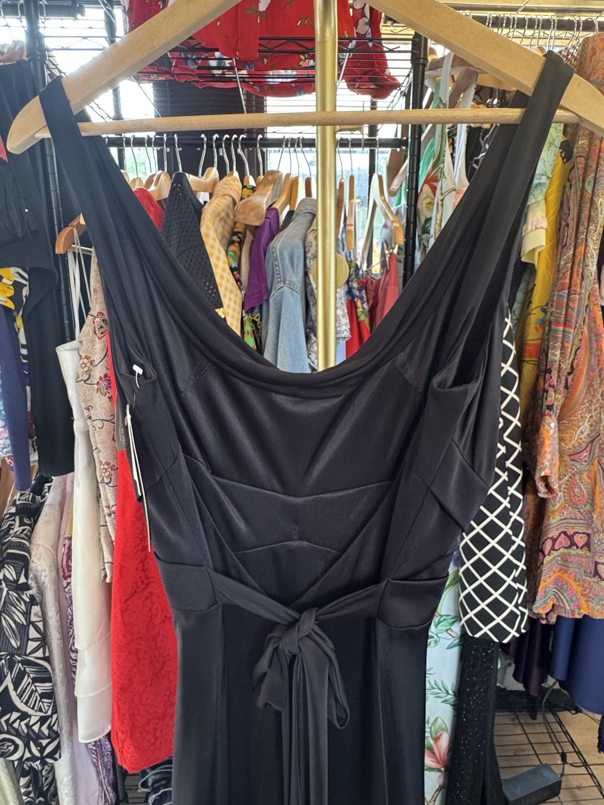 Vintage NWT David Meister Black Cowl Neck Maxi Dress Evening Gown Sleeveless