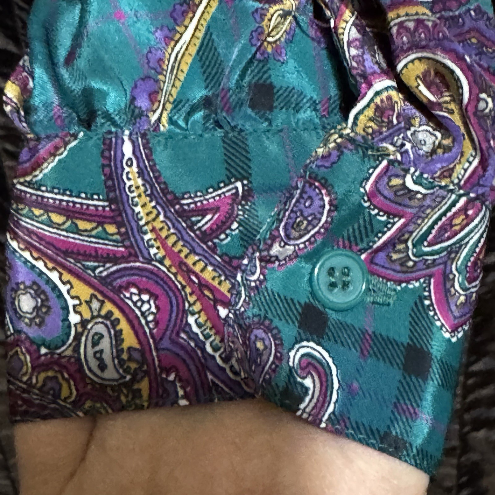 Alfred Dunner Blouse Sz 14 Blouse Bow Neck Long Sleeve Paisley 1980s Vintage