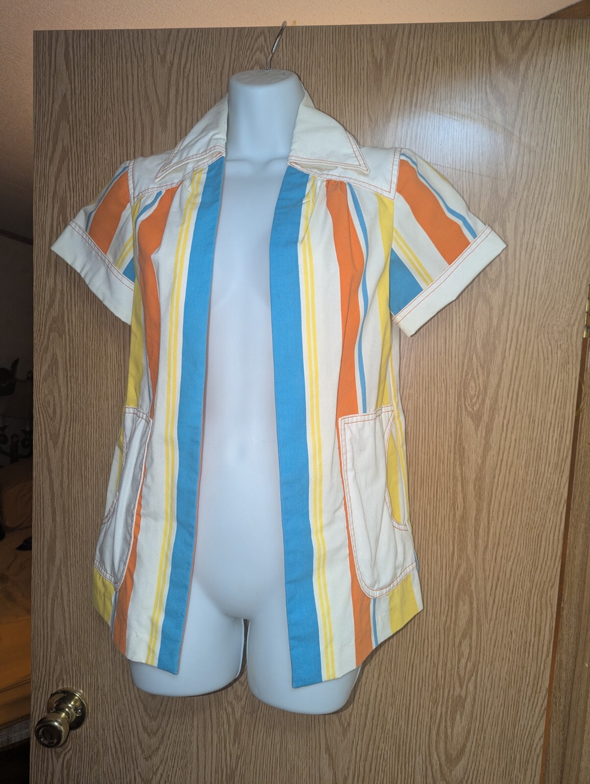 Vintage 70s The Strawberry Plant Dorothy Schoelen Striped Collared Shirt