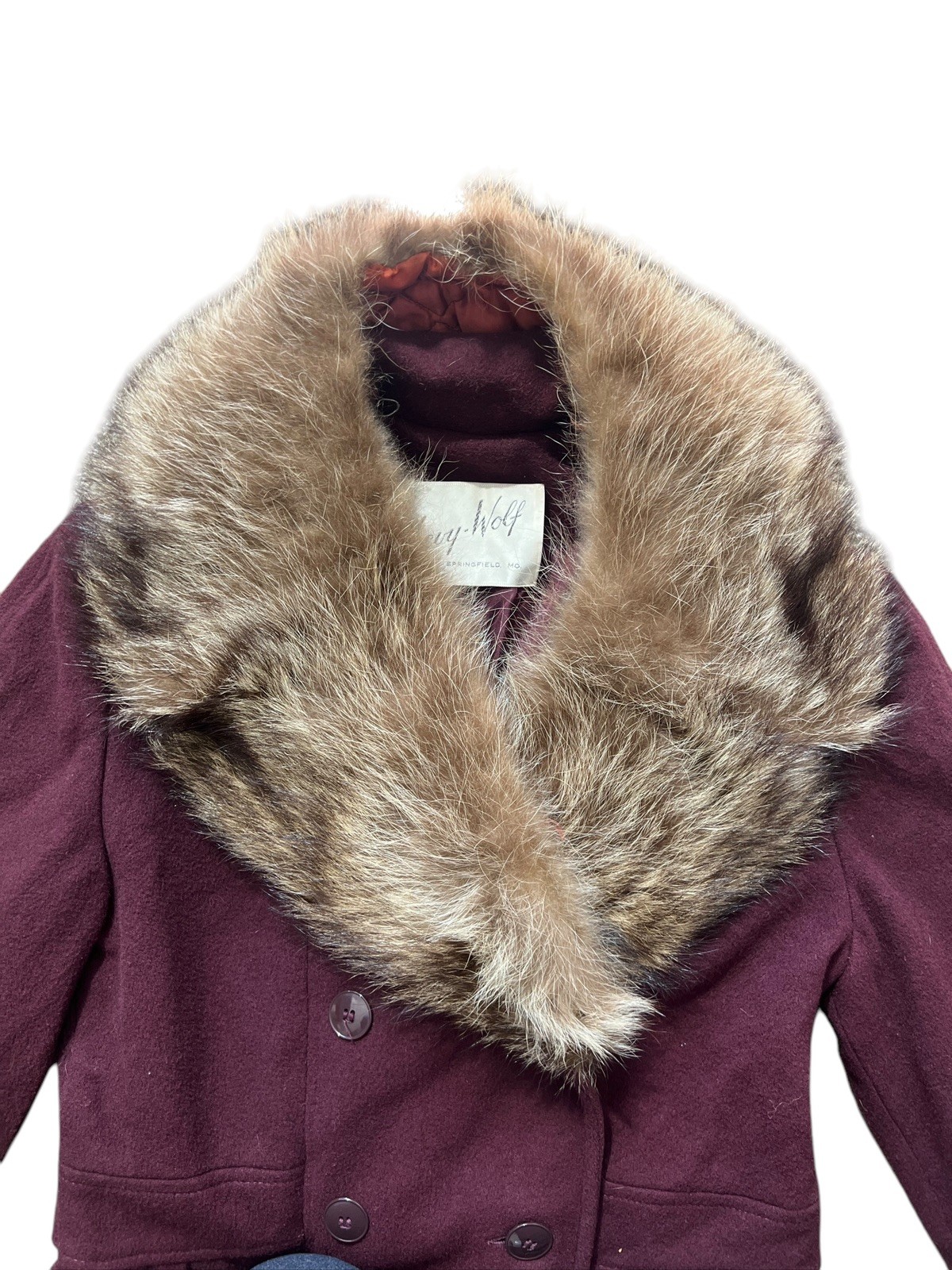 VTG Levy Wolf Cedarhurst 100% WOOL Collar Long Pea Coat Penny Lane