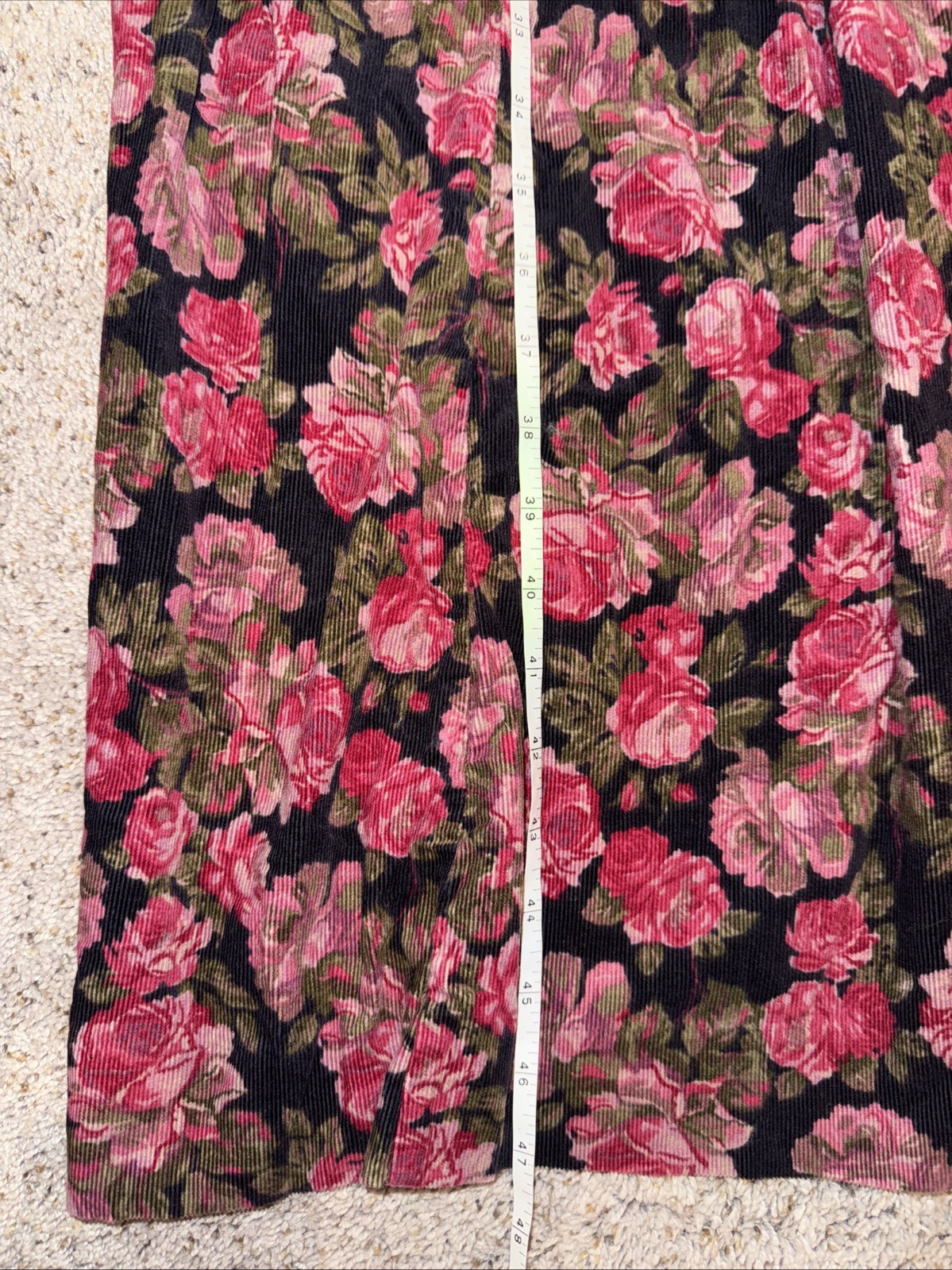 Vtg 80’s Laura Ashley Corduroy Pink Roses Dress Sz 6 Long Puff Sleeves Prairie