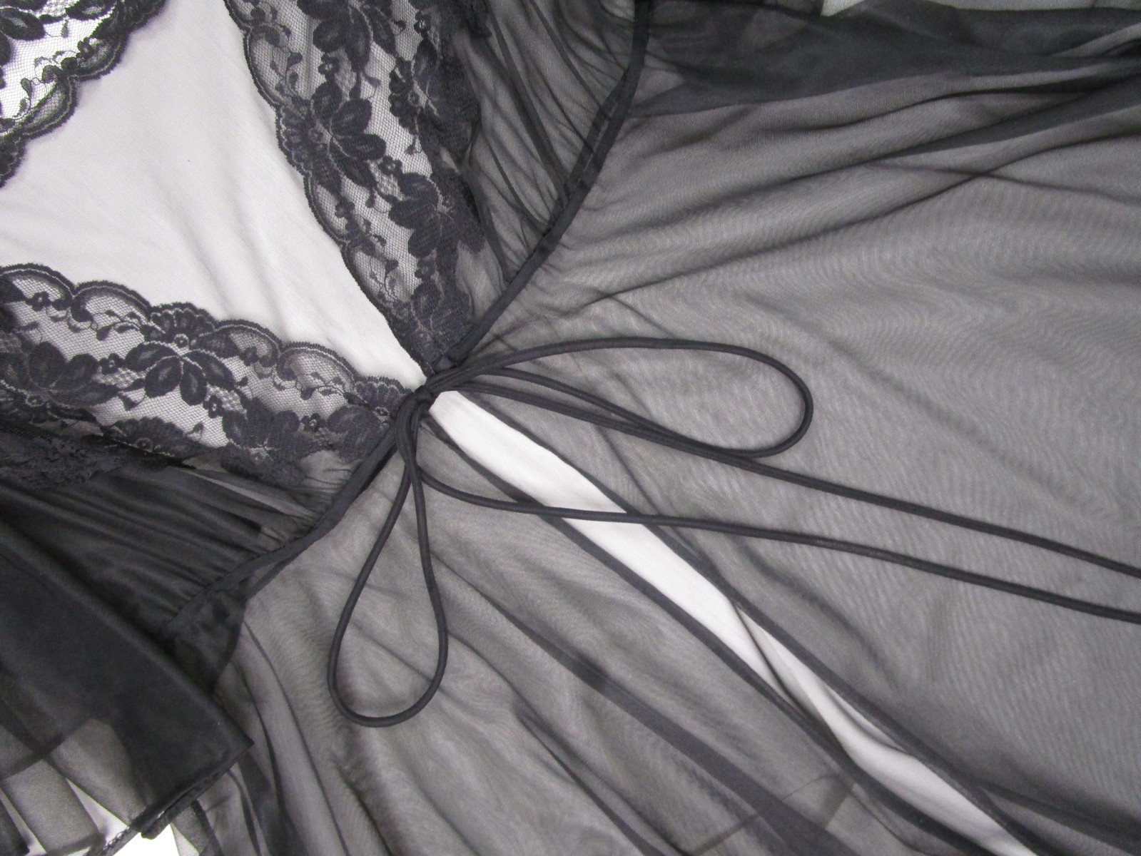 S Black Val Mode Peignoir Set Night Gown Robe Vintage Huge Sweep