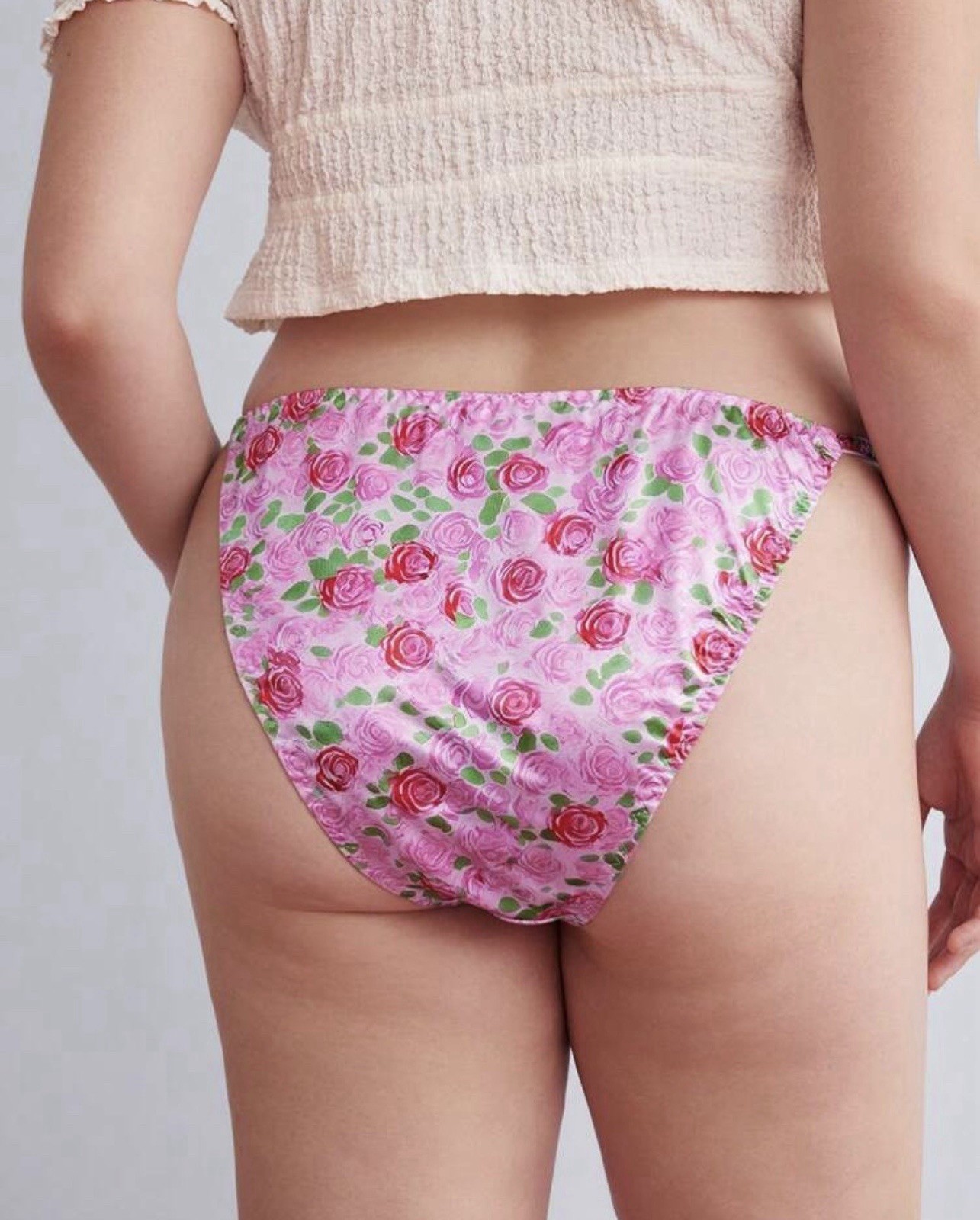 VTG 90’s Style Satin Polyester String Bikini Multi-Floral Panties PLUS 1XL NEW