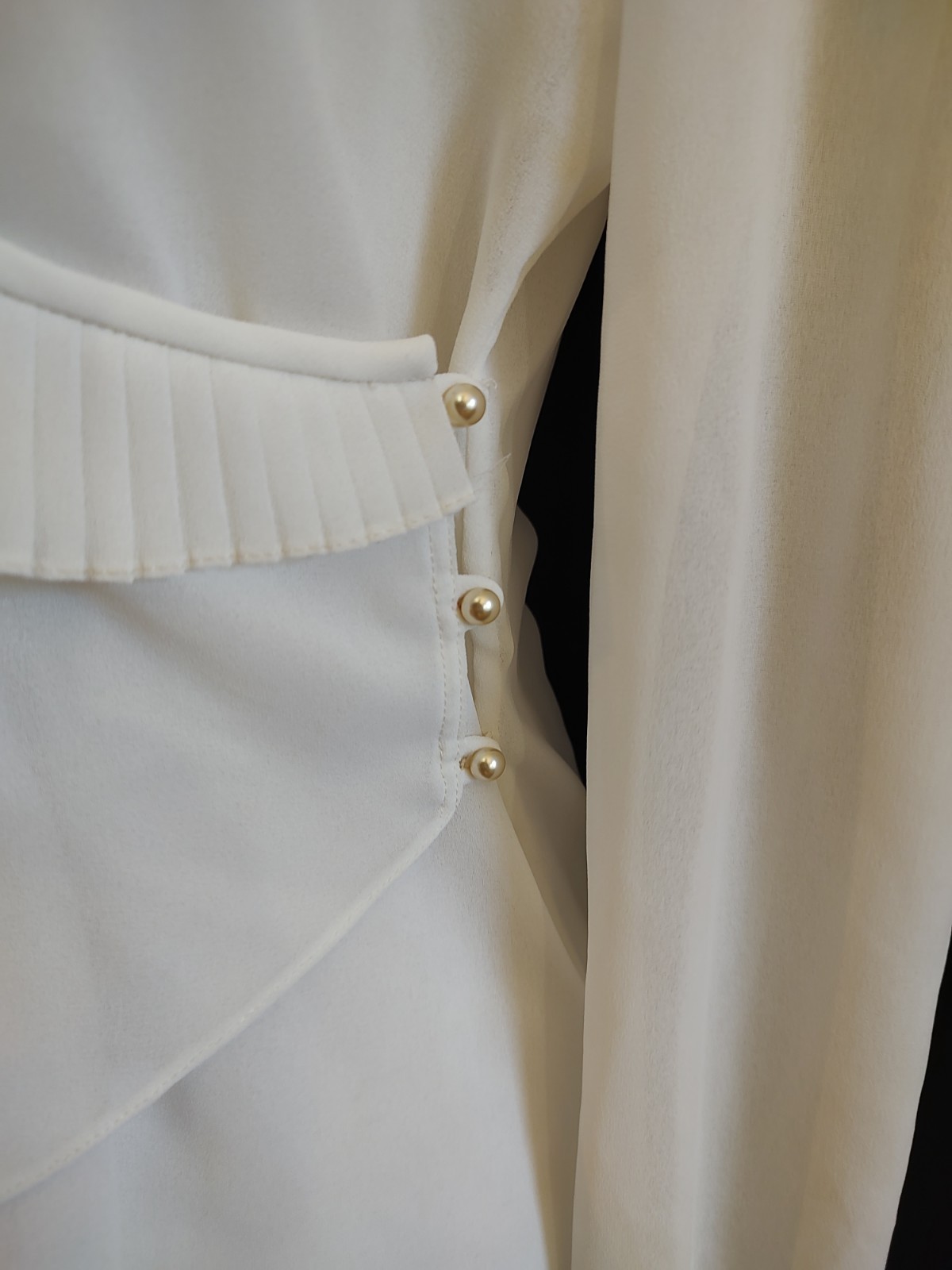 Vintage 70’s B Altman Top Wrap Blouse Sheer White Crepe Pleat Ruffle Poet Sz L