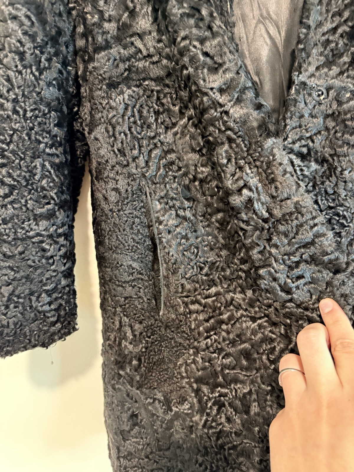 Vintage Preminger Co Furs Black Persian Lamb Fur Coat Chicago Repair