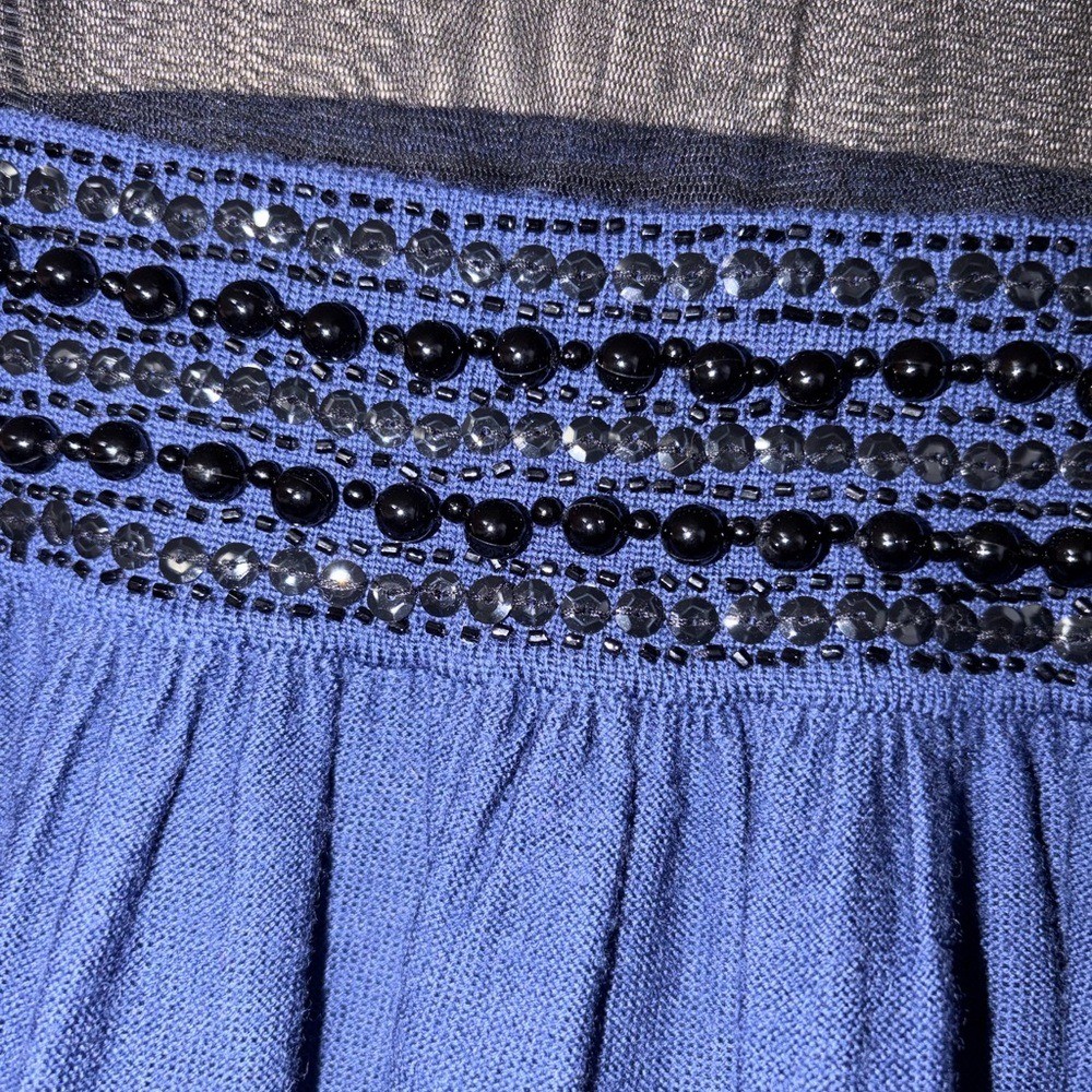 Vintage Tracy Reese New York Navy Blue 100% Merino Wool Smocked Dress Y2K