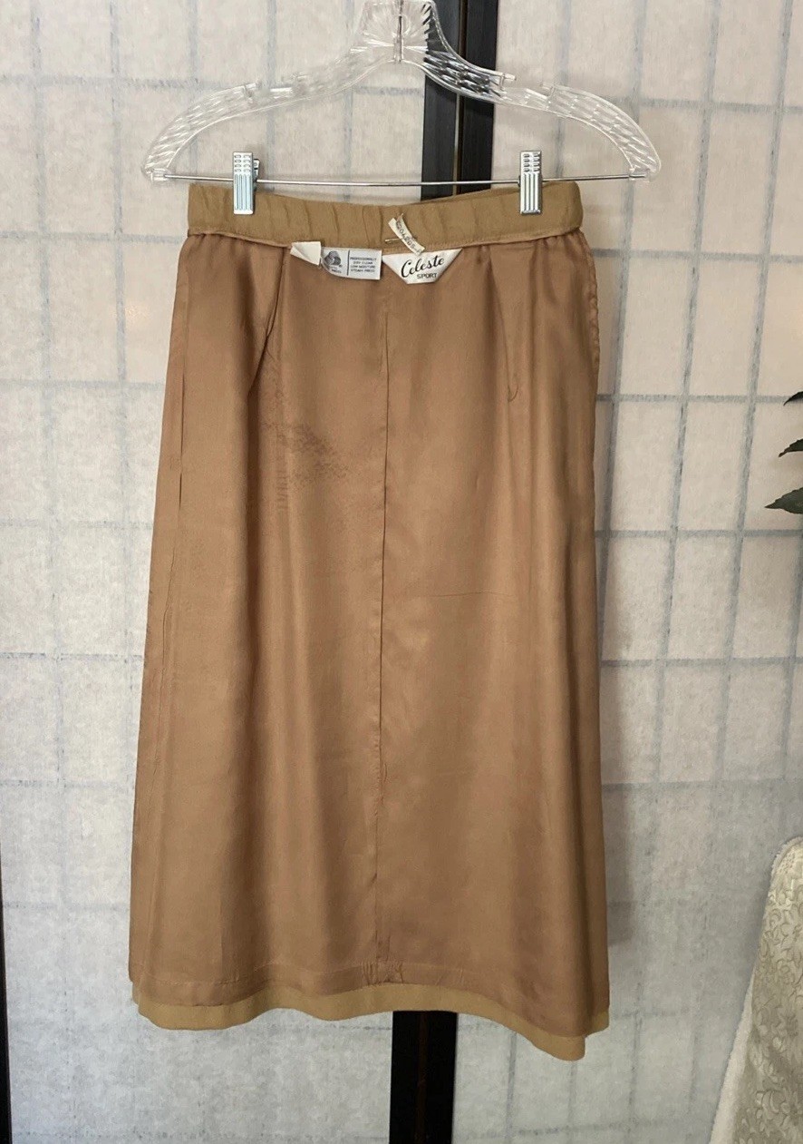 Celeste Sport VTG 70s Women 6 Camel 100% Wool Satin-lined Midi Skirt
