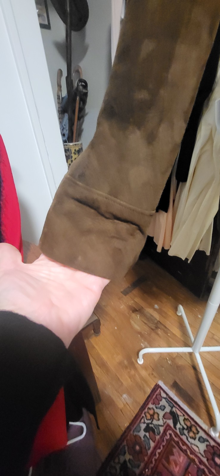 Vintage Unbranded Dark Brown Suede & Military Button Lined Short Classic Jacket