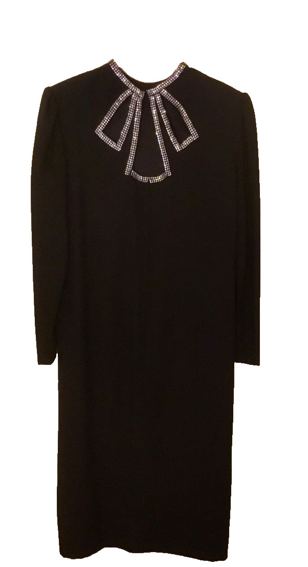 Vintage travilla Couture dress black size 6 sparkling rhinestone crystal 6 Q5