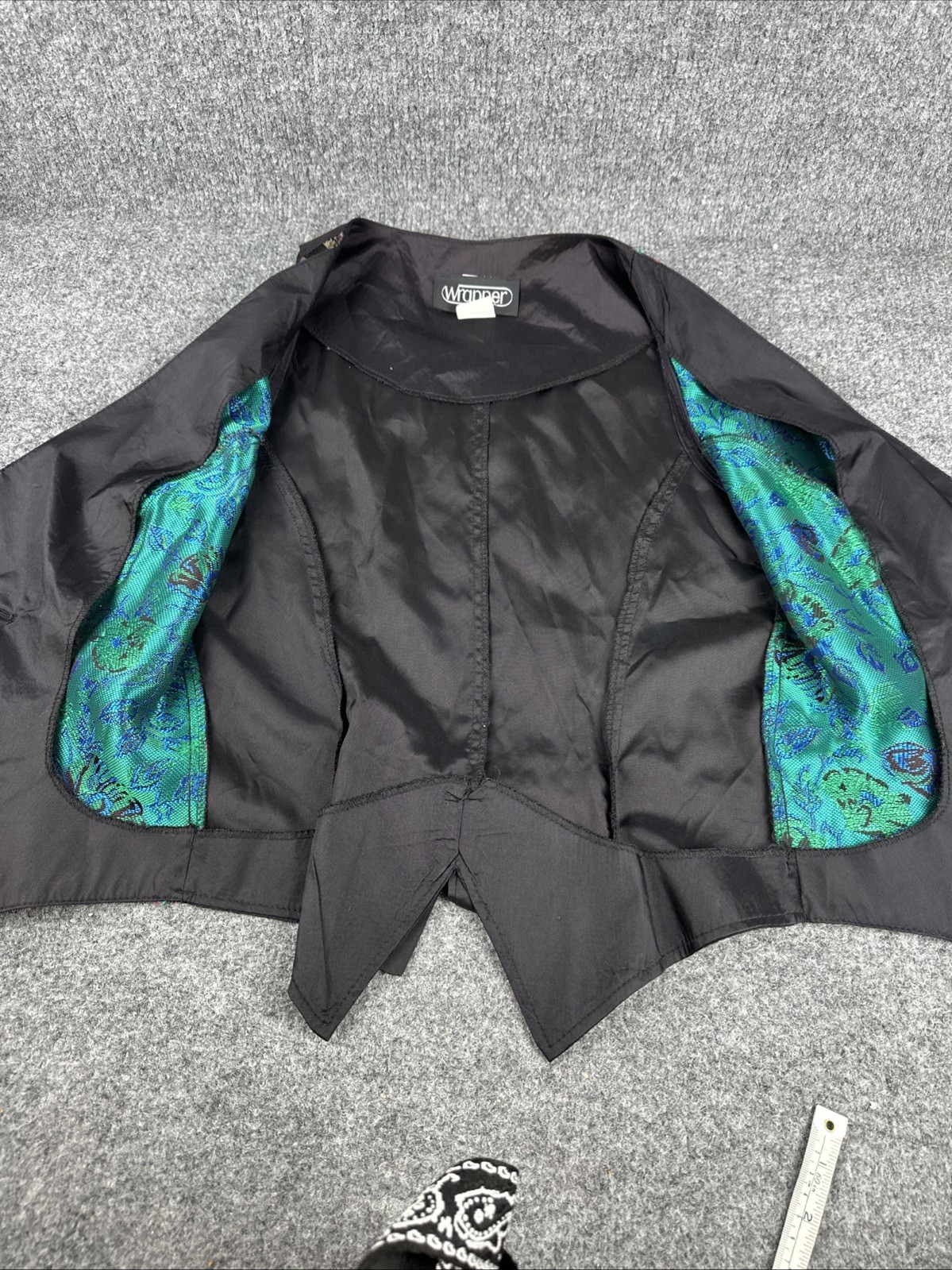 VTG 80s WRAPPER Floral Brocade Multicolor Holographic Tapestry Vest USA Women S