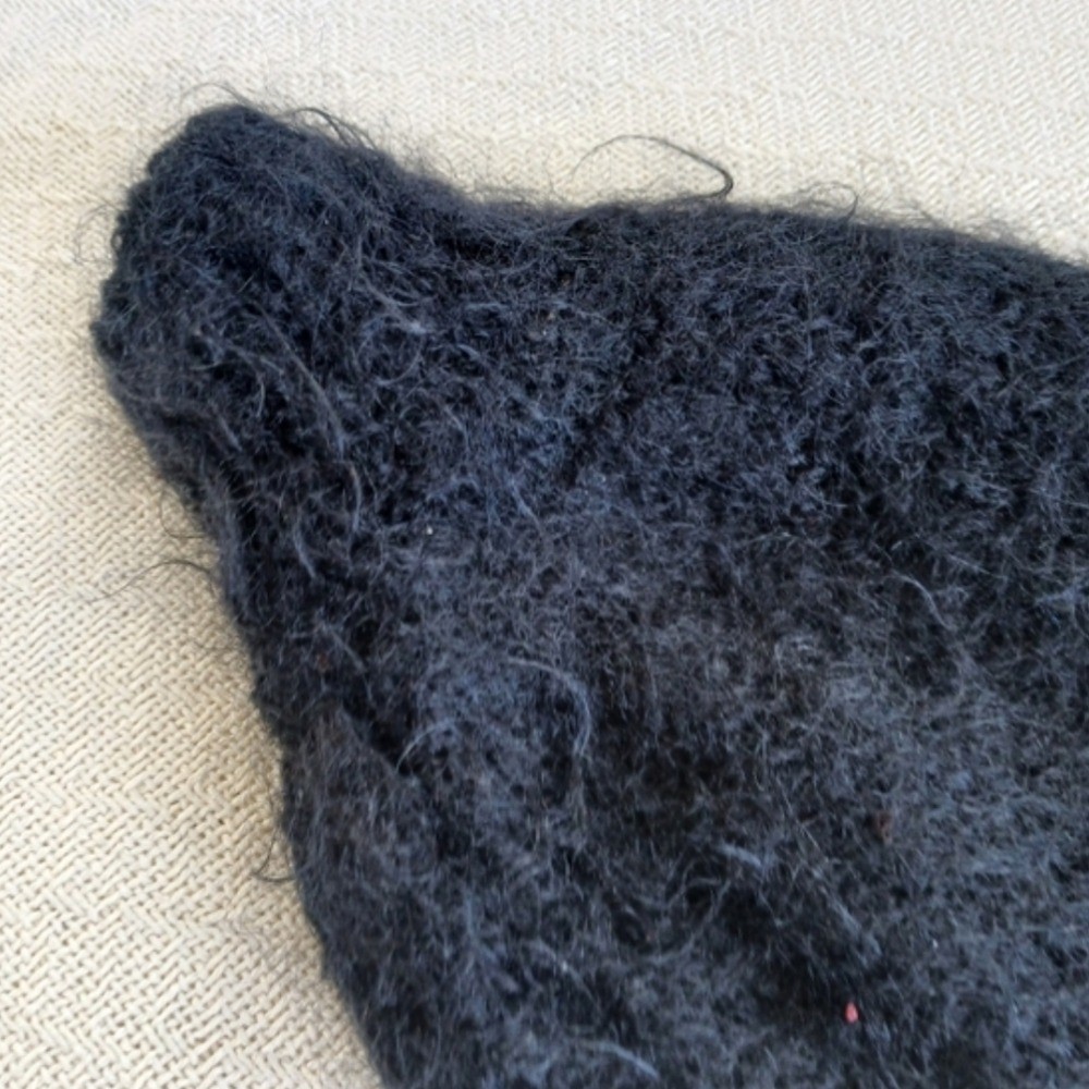 mohair tam o shanter knitwear turtleneck black sweater vintage large soft 80s