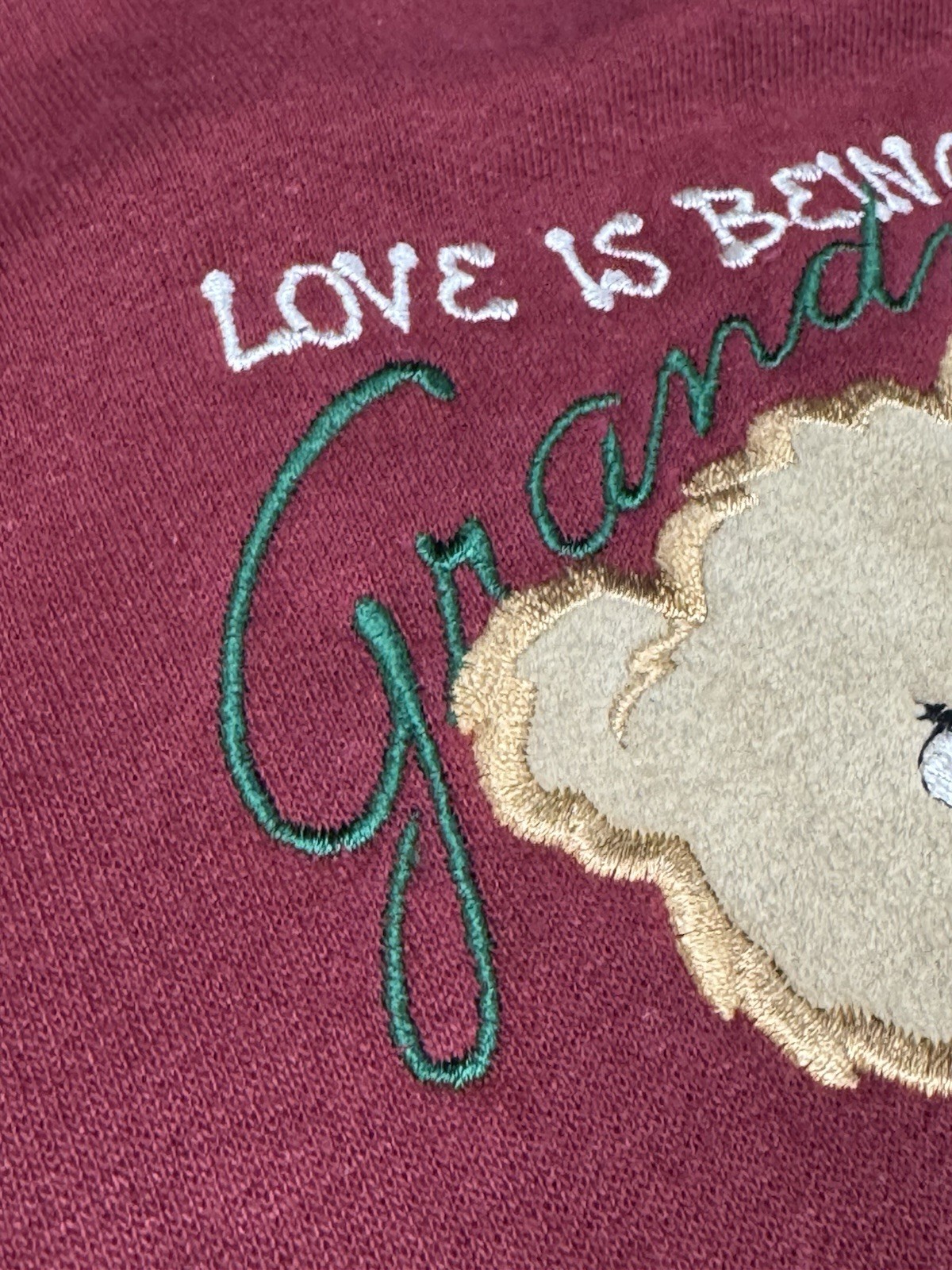 Vintage MC Energy Maroon Large Teddy Bears Love is Being A Grandma Sweatshirt