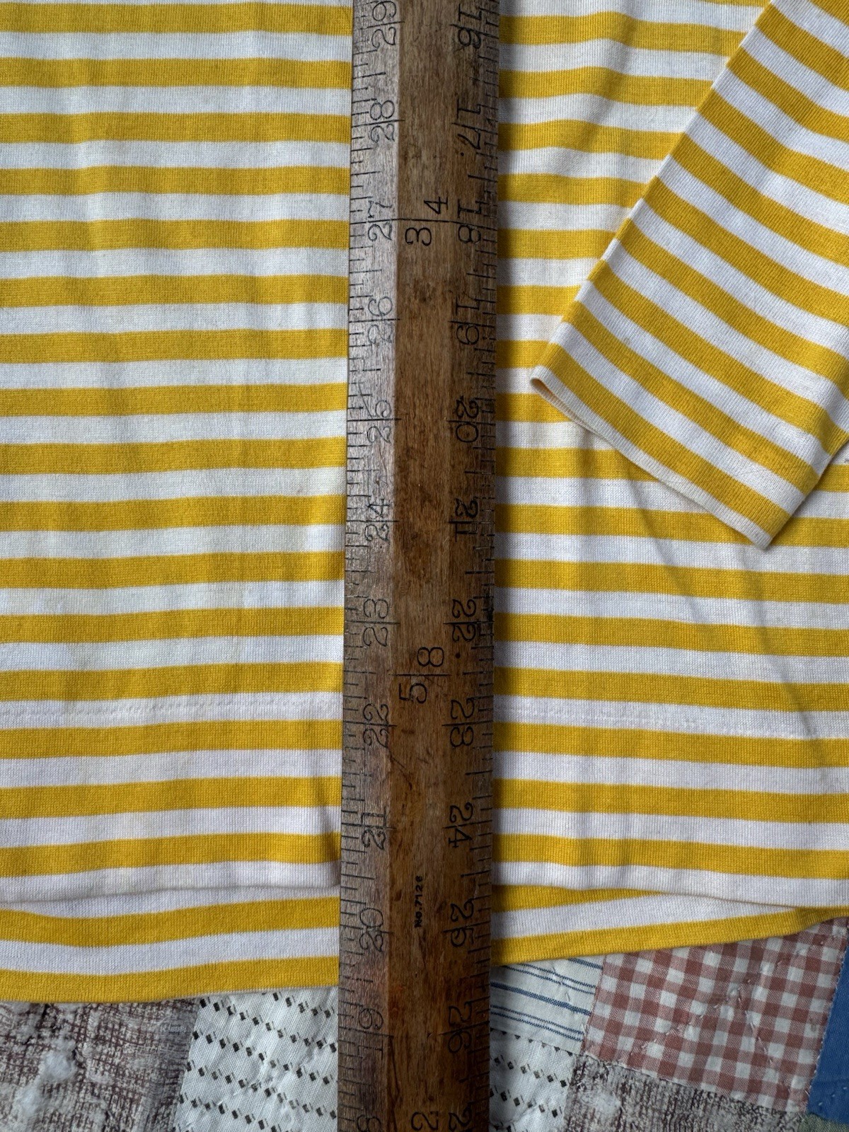 Vintage 1960s Striped Turtleneck Saks Fifth Avenue Yellow Long Sleeve T Shirt