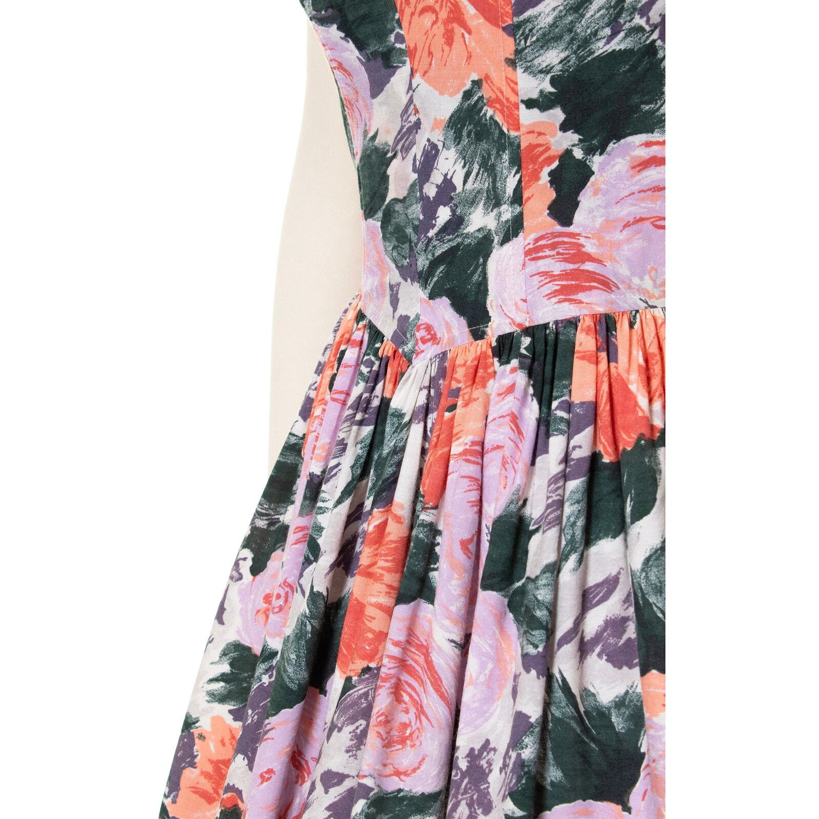Vintage 1970s Sundress 70s does 1950s Floral Print Spaghetti Strap Fit and Flare