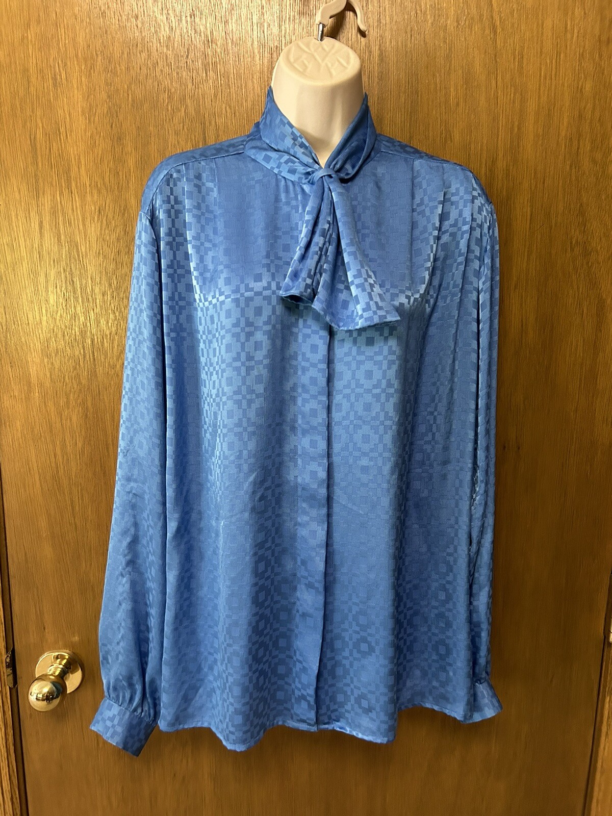Vintage 70s 80s JAMES KENROB 18/20 2-Piece Blouse & Pant Set BLUE *Hemmed* Y24