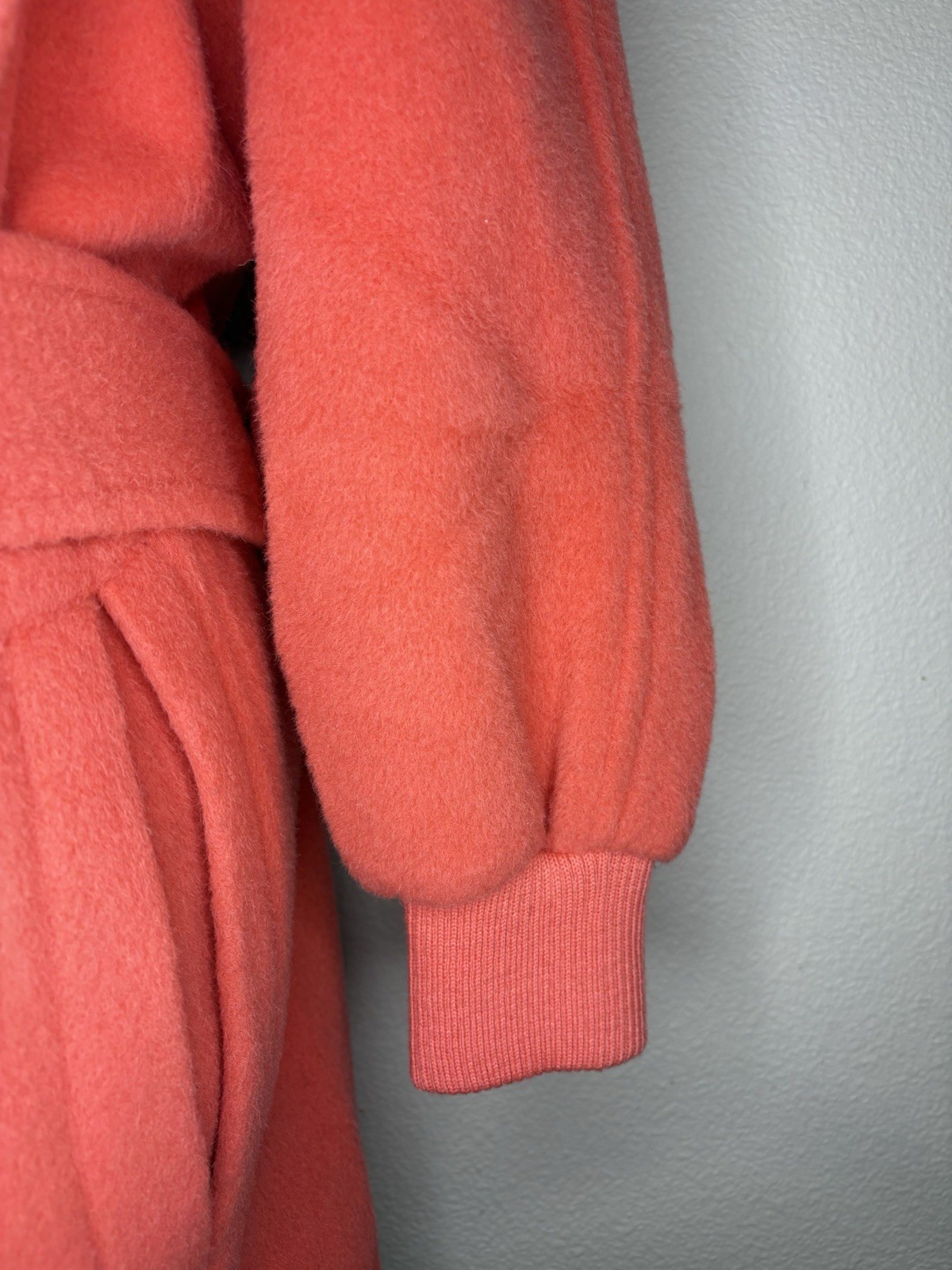 Rare VTG Claude Montana Coral Llama Cashmere Blend Oversized Robe Coat Size S/M