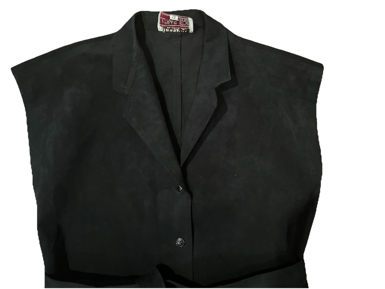 Vintage 1970s Blassport Bill Blass Ultra Suede Black Button Down Dress Sz 12