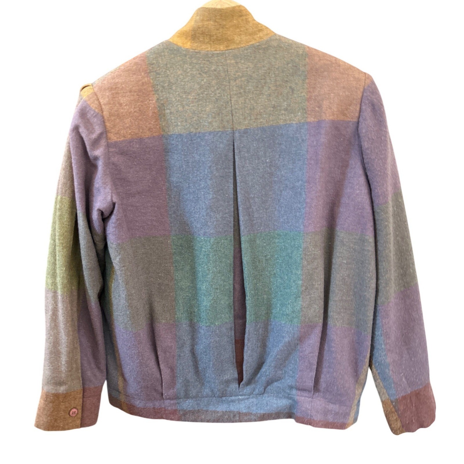 Vintage Pastel Wool Plaid Jacket 80s 90s Soft Grunge Retro Minimalist Coat