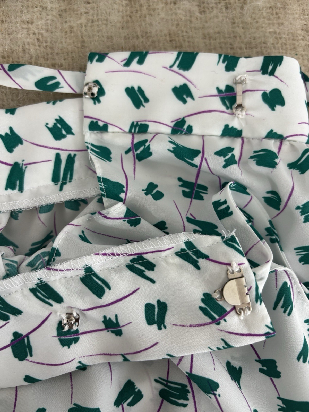Vintage Young Traditions Blouse Skirt Set Women Small Medium Green Purple 80s
