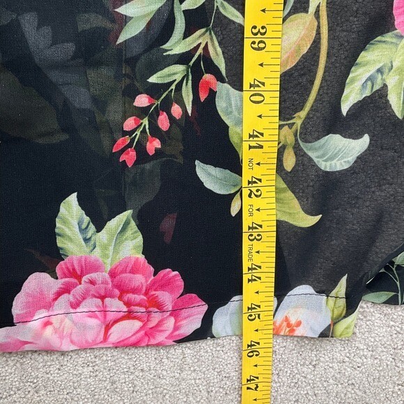 Sweet Pea Stacy Frati Duster Women L Black Floral Peony Sheer Kimono Boho Robe