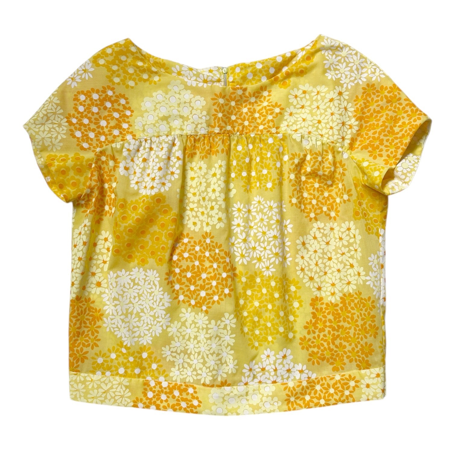 60s vintage Daisy relaxed top retro boho flower print hippy short cap sleeve