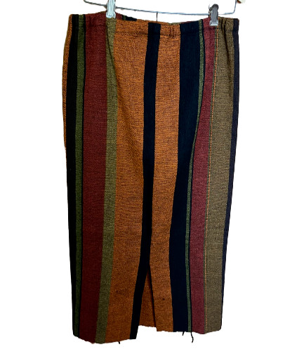 Alice Kagawa Santa Fe NM Skirt Parrott Fabrics Handwoven Wool Striped Vintage