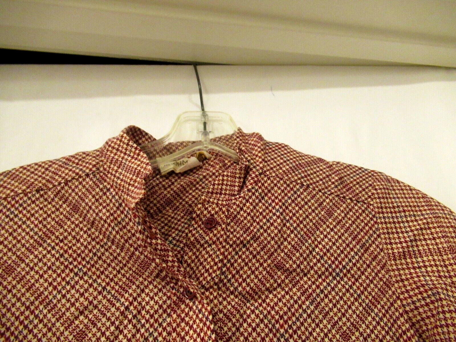 Joseph Magnin brown houndstooth plaid dress, unlined, sz. 5, 30″ chest