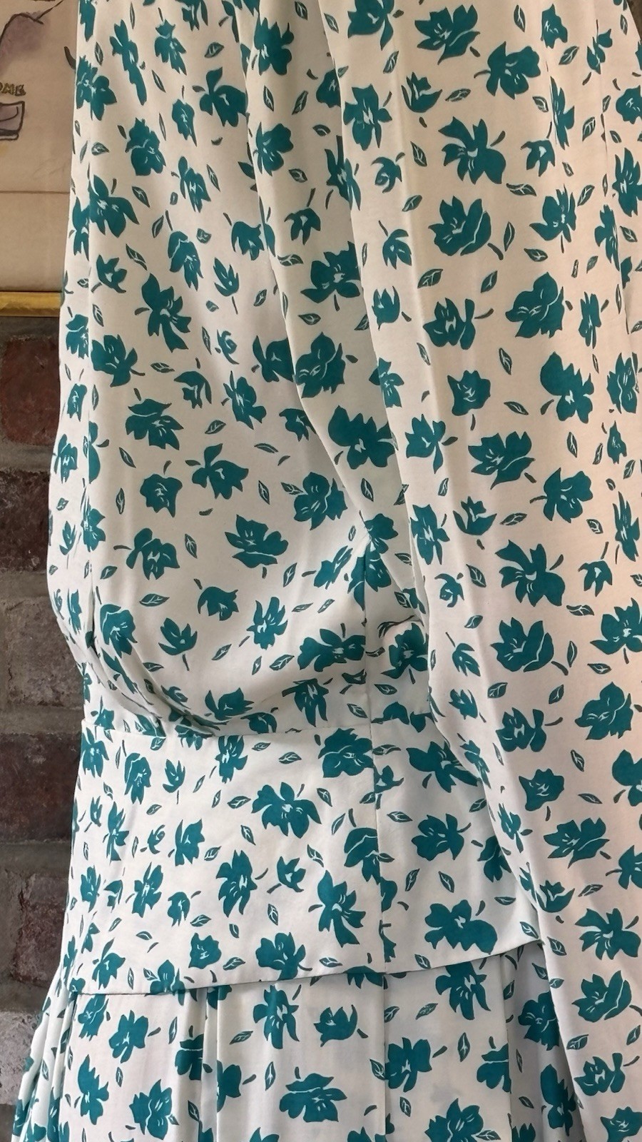 80’s green & white floral matching top and midi skirt